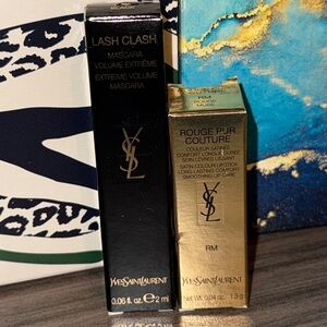 YSL Lash Clash Mascara plus YSL Satin Color Lipstick Bundle (Deluxe/Travel size)